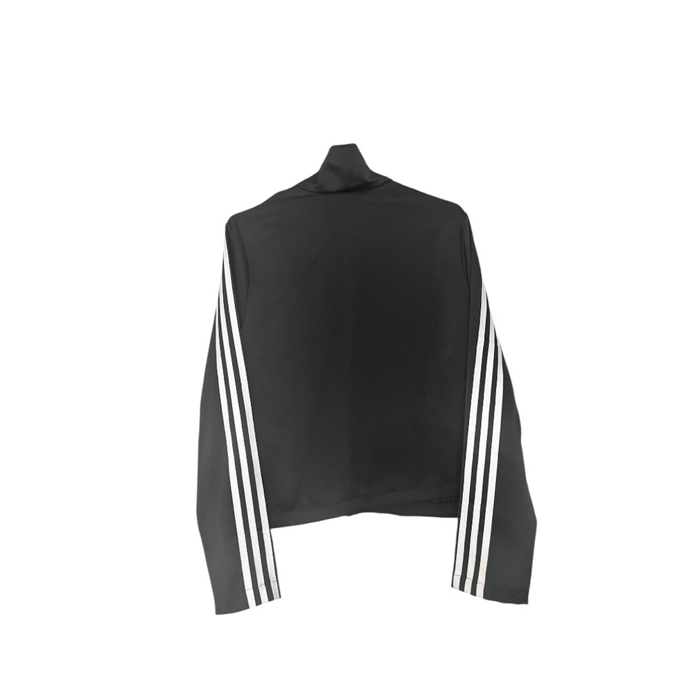adidas Originals womens RARE Black Satin jacket sz L - Picture 5 of 6